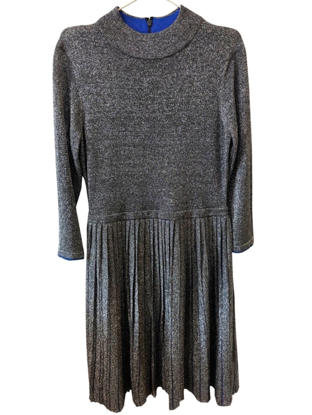 Ted Baker Silver/ Gunmetal Pleated Party Dress